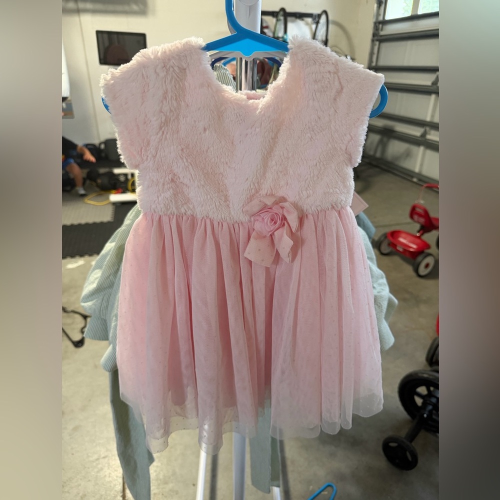 Little Me Pink Baby Dress with Floral Detail